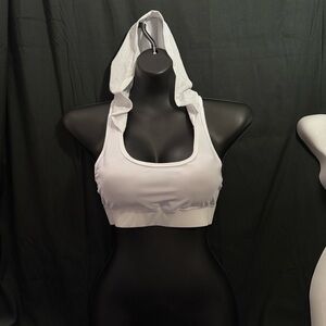 White Women's Hooded Sports Bra